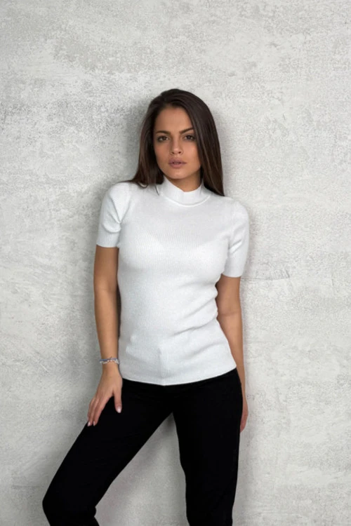 Ženska bluza sa kratkim rukavima i polo kragnom