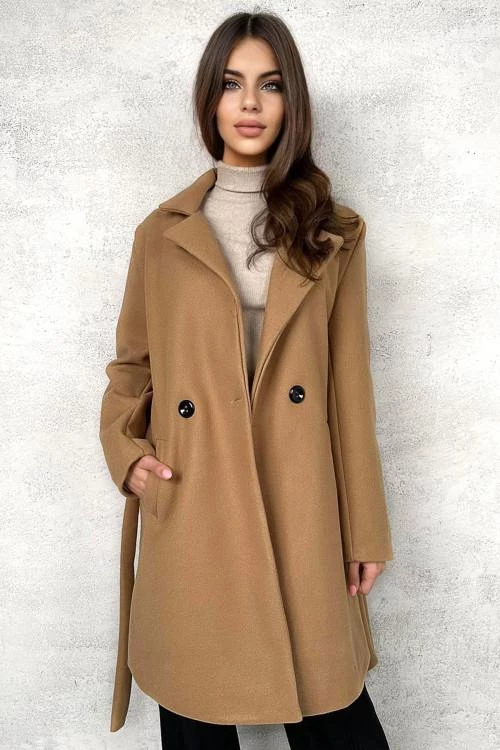 Ladies coat with belt