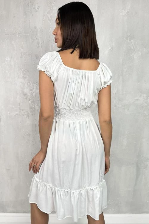 Women's dress with a short puff sleeve