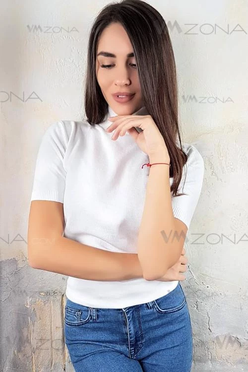 Ženska bluza sa kratkim rukavima i polo kragnom